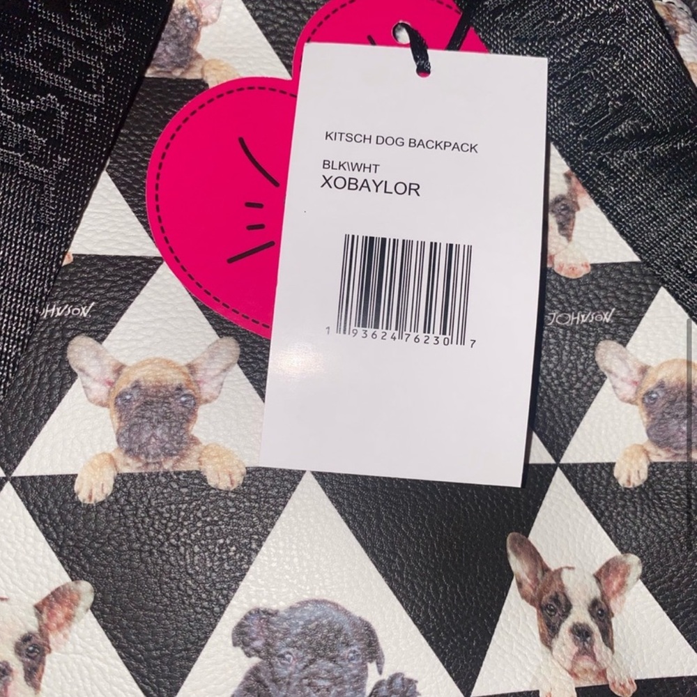 Betsey Johnson🤍🐾🖤 Frenchie Pattern Design Backpack - Picture 6 of 8